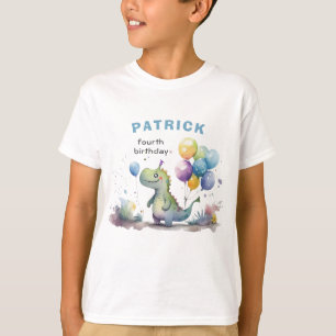 T-shirt Dino Party Watercolor Boy Blue Anniversaire