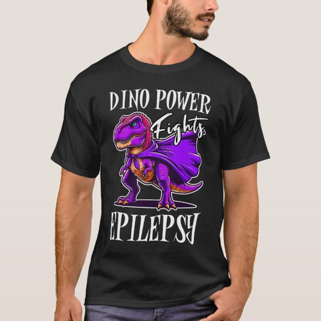 T-shirt Dino Power Fights Epilepsy Awareness (Devant)