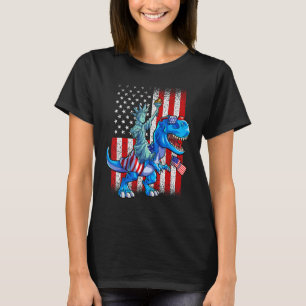 T-shirt Dino Statue De La Liberté 4 juillet Garçons Améric
