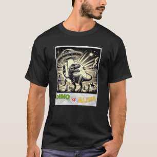 T-shirt Dino UFO Selfie : Dino vs Alien (Man Tshirt) #09