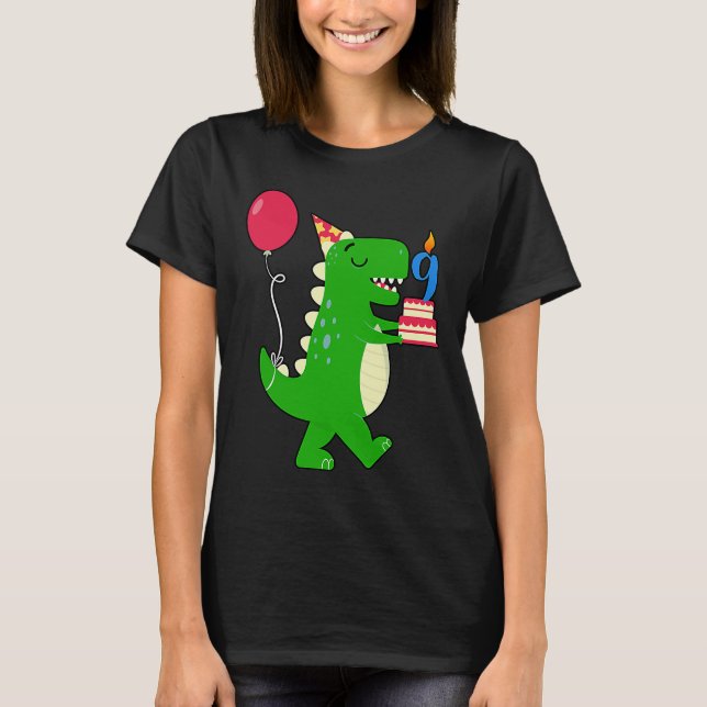 T-shirt Dinosaur Anniversaire 9e Année Ballons d'Humour et (Devant)
