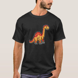 T-shirt Dinosaur Brachiosaurus Pixel Retro Style de jeu