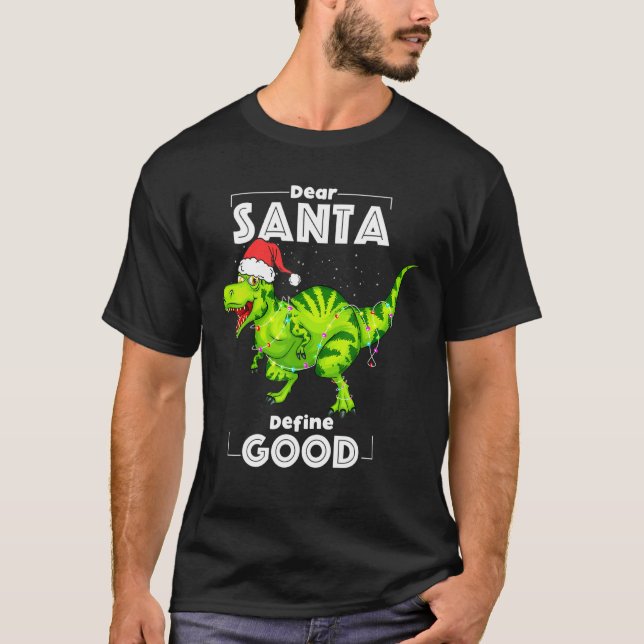 T-shirt Dinosaur Cher Père Noël Définir de bonnes lumières (Devant)