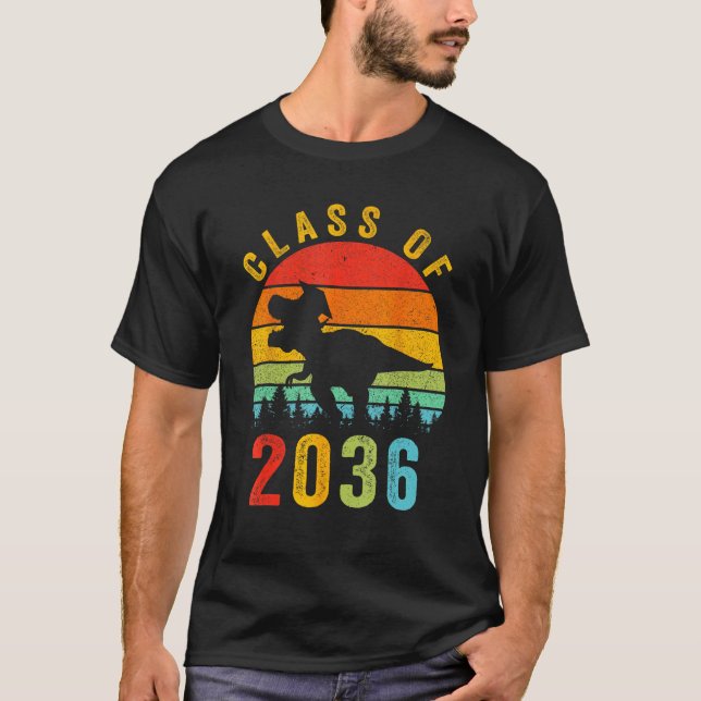 T-shirt Dinosaur Class Of 2036 First Day Kindergarten Boys (Devant)