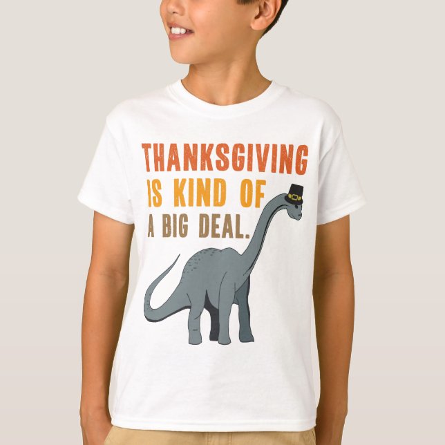 T-shirt Dinosaur Dinosaure de Thanksgiving Dit aux enfants (Devant)