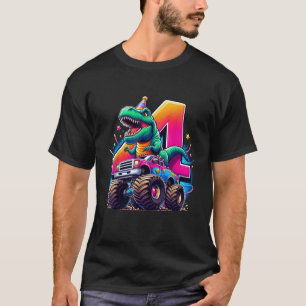 T-shirt Dinosaur Dinosaure T Rex Monster Truck I m 4 Happy