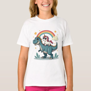 T-shirt Dinosaur et Unicorn Rainbow Design