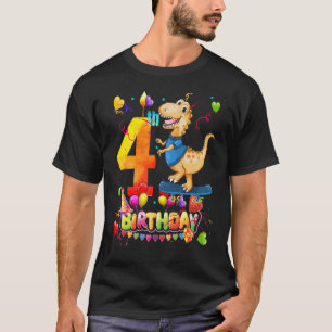 T-shirt Dinosaur I'm 4 Years Girls Birthday Dinosaur P