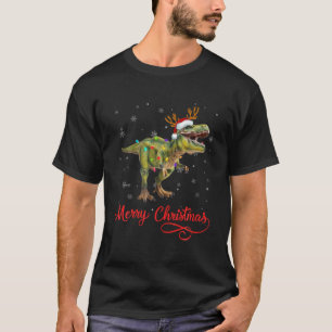 T-shirt Dinosaur Lover Christmas Tree Lights Animals Xmas