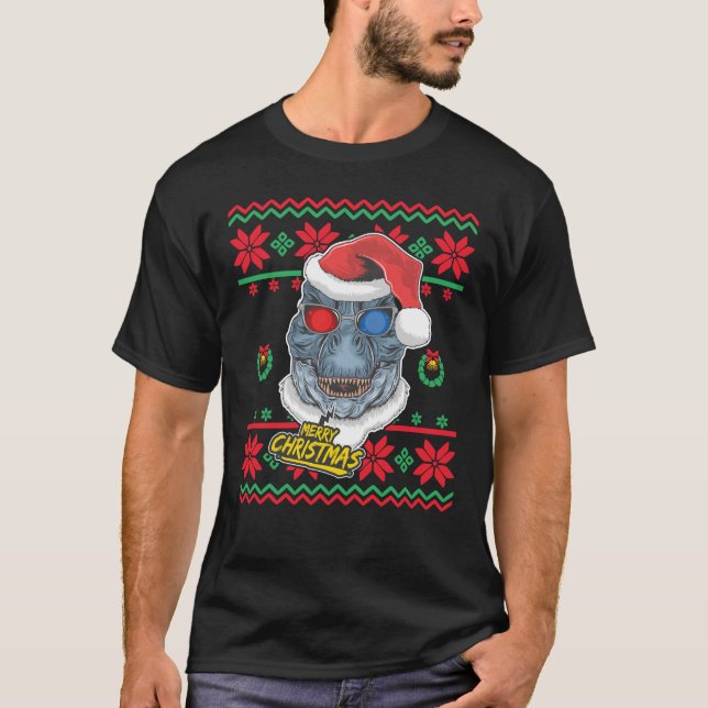 T-shirt Dinosaur Père Noël T-Rex Noël laid (Devant)