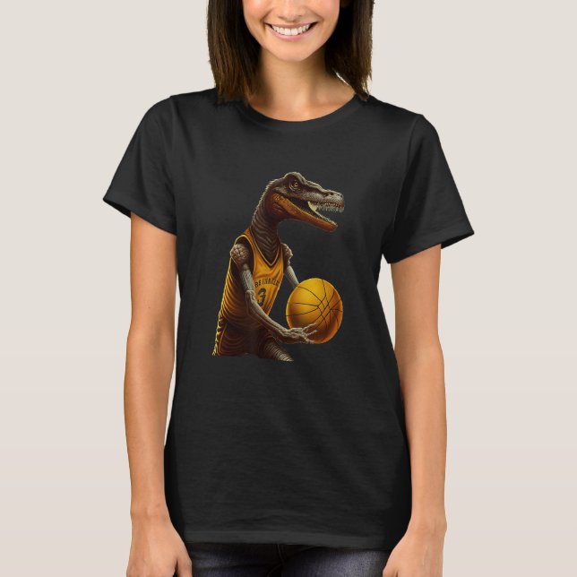 T-shirt Dinosaur playing Basketball Coach Dino Trex Rex Sp (Devant)