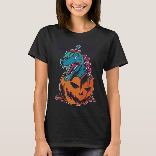 T-shirt Dinosaur Pumpkin Halloween Funny Costume (Devant)