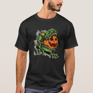 T-shirt Dinosaur Rex Eat Pumpkin Scary Halloween