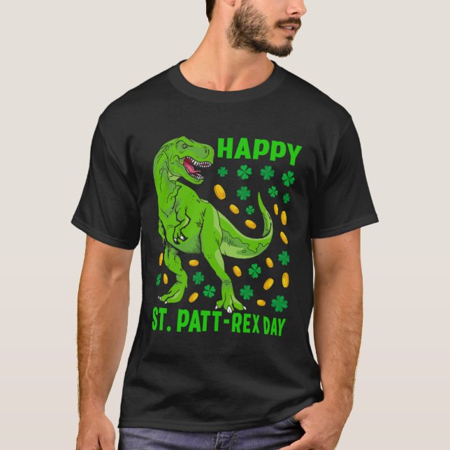 T-shirt Dinosaur St Patricks Day Happy St Pat Trex rex Boy (Devant)
