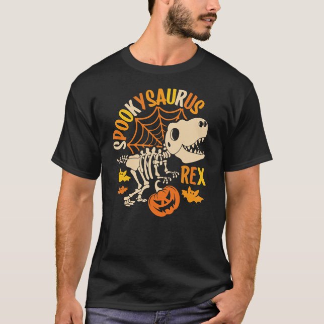 T-shirt Dinosaur T rex Boo Halloween Costume Funny Pumpkin (Devant)