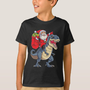 T-shirt Dinosaur T Rex Noël Santa Garçons Hommes Filles Xm