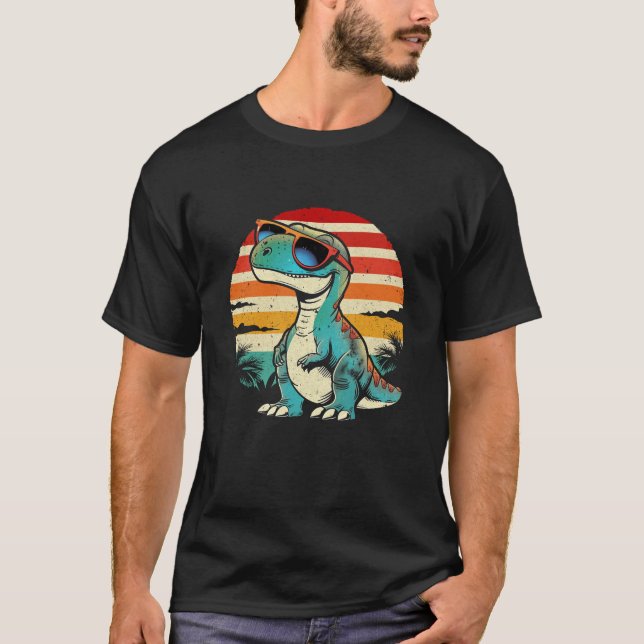 T-shirt Dinosaur T-Rex Rétro Nouveauté Hommes Enfants Femm (Devant)