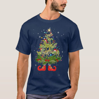 T-shirt Dinosaur Tre Feux d'arbre de Noël Funny Santa Hat