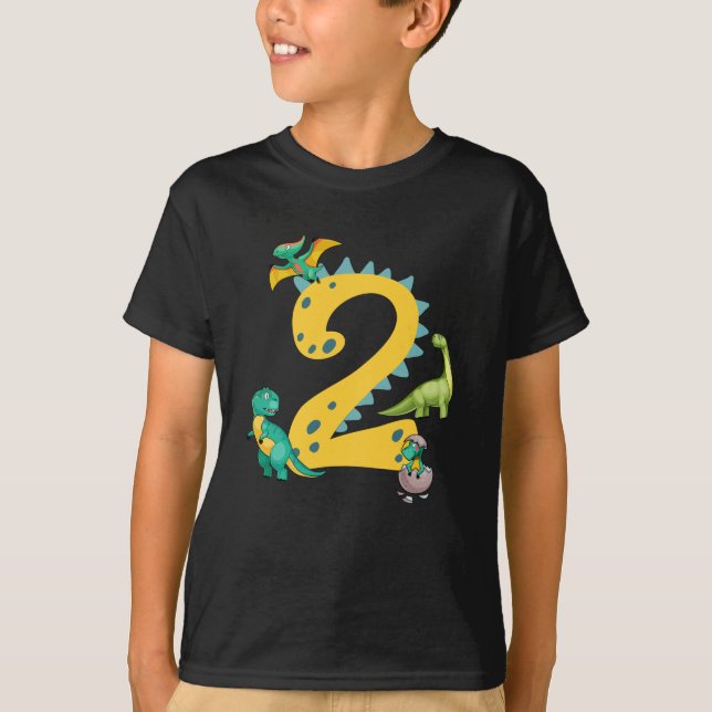 T-shirt Dinosaur Trex Dino 2 ans (Devant)