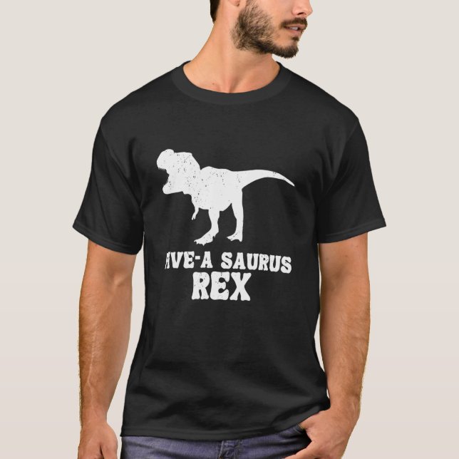 T-shirt Dinosaure 5 ans Anniversaire 5e Rex Dino Cinq Sau (Devant)