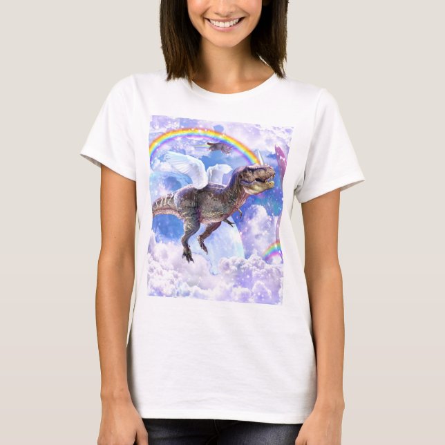 T-shirt dinosaure arc-en-ciel unicorne dinocorne (Devant)
