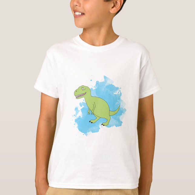 T-shirt Dinosaure avec peinture bleue (Devant)