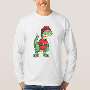 T-shirt Dinosaure comme pompier avec casque d'incendie