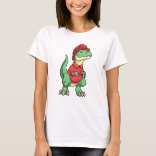 T-shirt Dinosaure comme pompier avec casque d'incendie