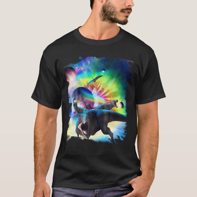 T-shirt Dinosaure cravate-Dye Espace Galaxie Dinosaures Ar (Devant)