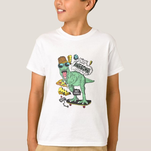 T-shirt Dinosaure Cute Dessiné À La Main - (Devant)