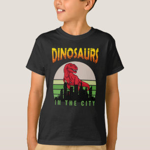 T-shirt Dinosaure dans la ville   Design de dinosaure