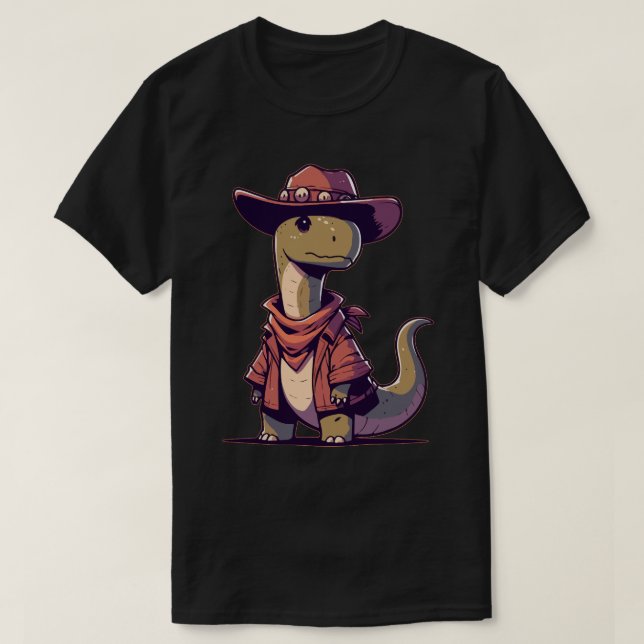 T-shirt dinosaure de Kawaii Brontosaurus Cowboy (Design devant)