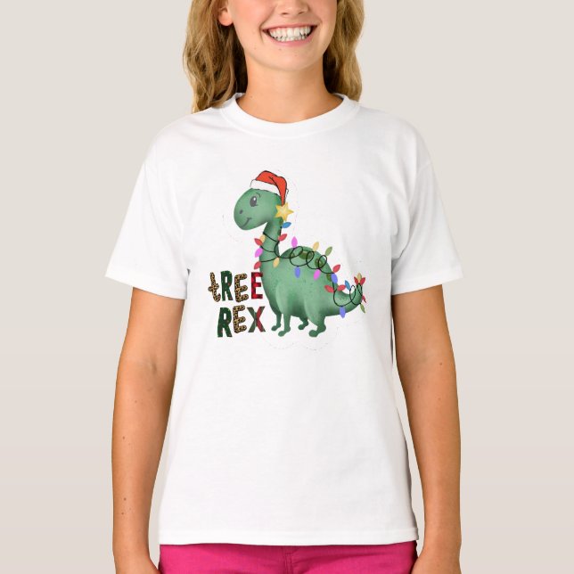 T-shirt Dinosaure de Noël de l'enfant Tee, T-Rex Tree Rex (Devant)