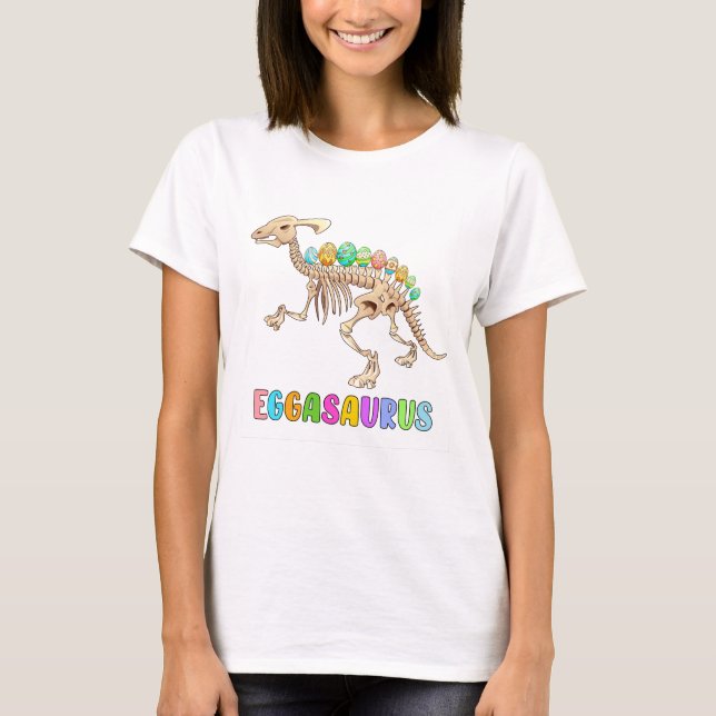 T-shirt Dinosaure de Pâques Drôle Eggasaurus Cou (Devant)