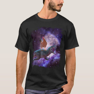 T-shirt Dinosaure De Poulet Dans L'Espace Rainbow T Chemis
