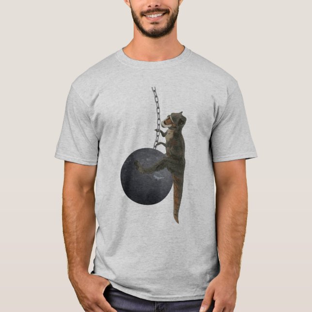 T-shirt Dinosaure de T-Rex détruisant la boule (Devant)
