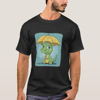 T-shirt Dinosaure drôle avec le costume parapluie jaune co