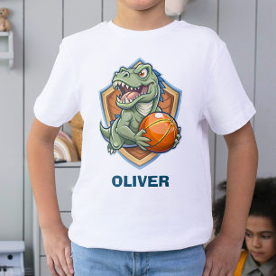 T-shirt Dinosaure effrayant et drôle Jouer au basket-ball