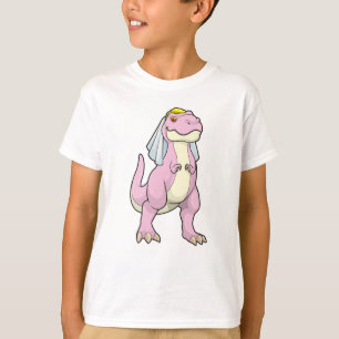 T-shirt Dinosaure en mariée lors d'un mariage avec voile