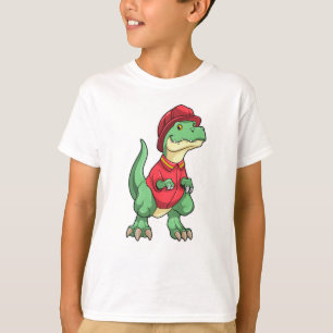 T-shirt Dinosaure en pompier avec casque de pompier