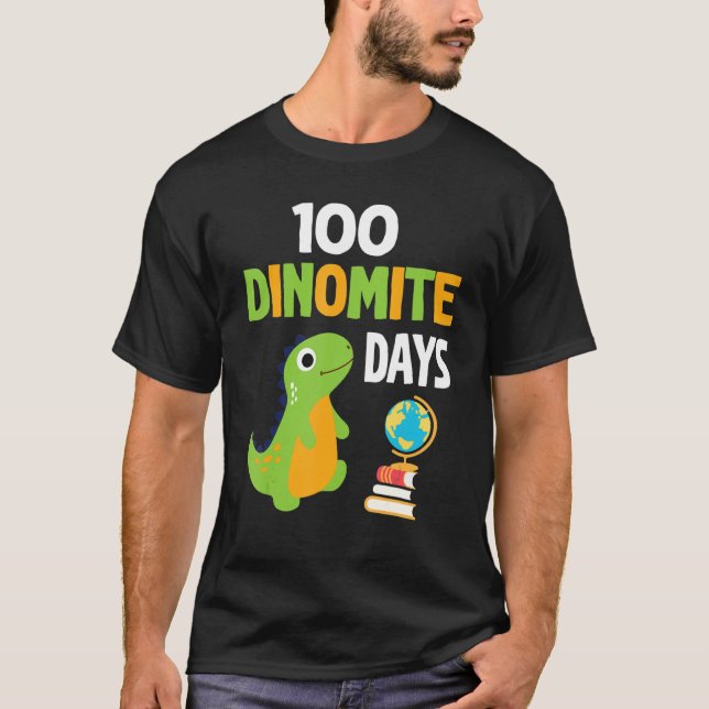 T-shirt Dinosaure Enseignant Étudiant Heureux 100 Jours Di (Devant)