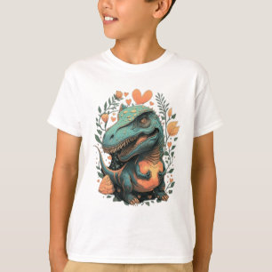 T-shirt Dinosaure fleur doux trex
