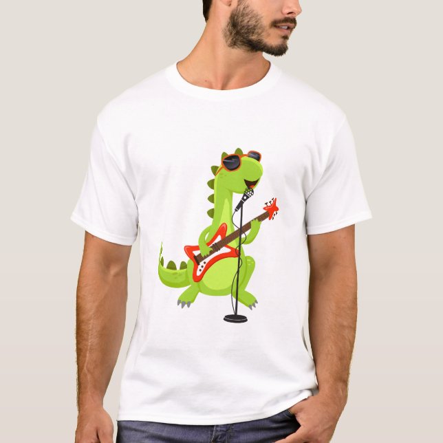 T-shirt Dinosaure Guitare Joueur Xmas Jour drôle (Devant)