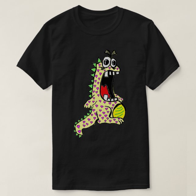 T-shirt Dinosaure jaune d'amour (Design devant)