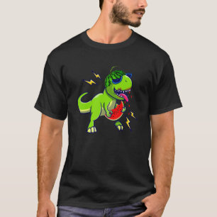 T-shirt Dinosaure mangeant de la pastèque un dans un melon