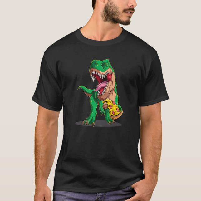 T-shirt Dinosaure Manger Pizza Slice Pizzasaurus Dino Nour (Devant)