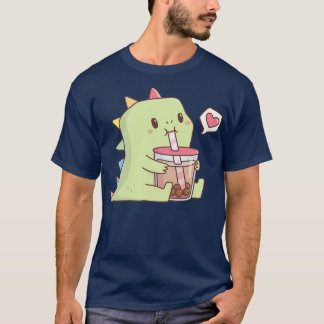 T-shirt Dinosaure mignon avec Rainbow Spikes aime Thé bull