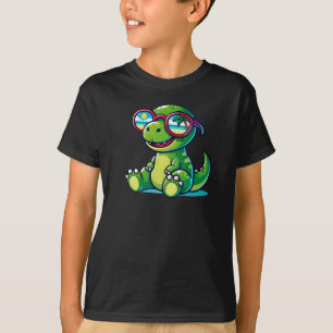 T-shirt Dinosaure mignon dans les lunettes de soleil enfan