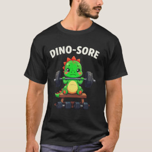 T-shirt Dinosaure mignon haltérophile Dino endolori Entraî