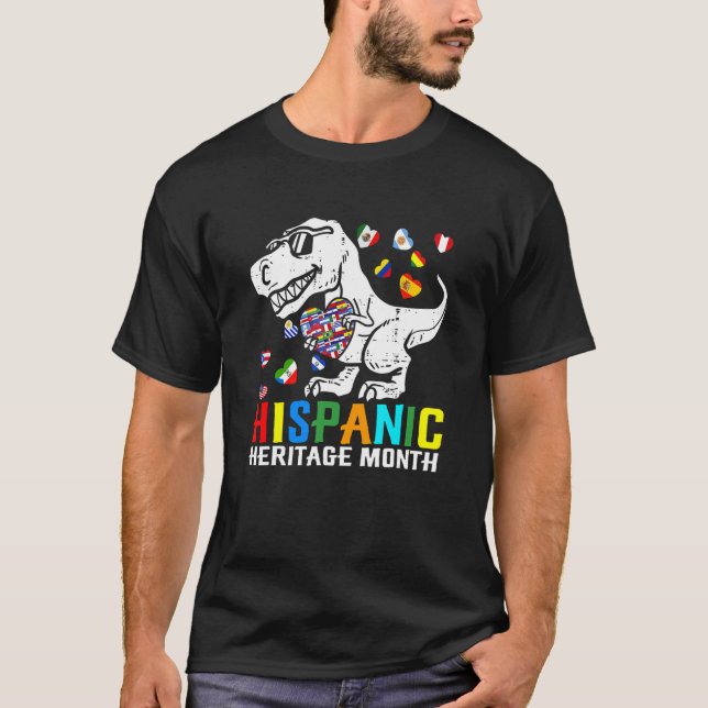 T-shirt Dinosaure Mois du patrimoine hispanique National L (Devant)